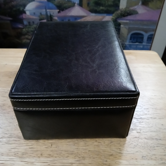 💍Vintage Blue Leather & Velvet Jewelry Box. With Draw,Size - Picture 12 of 16